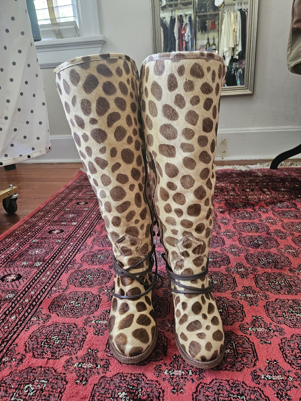 Freebird By Steven Leopard Print Lace-Up Knee High Women's Boots - Brown - Picture 4 of 6